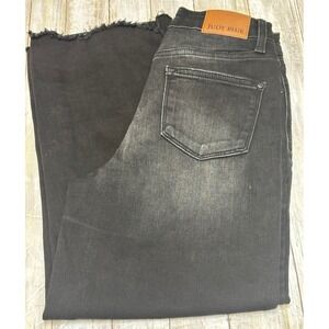 Judy Blue Black Wide leg Button Fly Distressed Raw Hem‎ crop jeans size 1/25